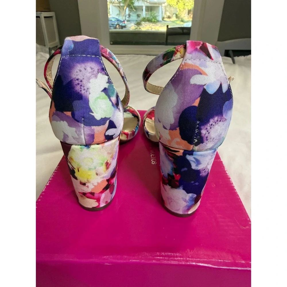 Dream Pairs Women Floral Chunky Block Heel Sandals Ankle Strap Shoes Size 5